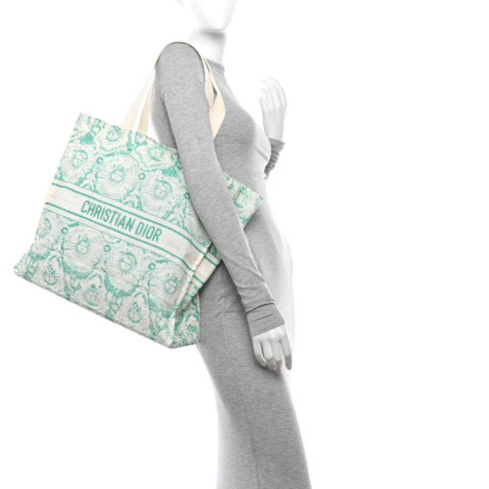 SOLD!Canvas Dioriviera Toile de Jouy Soleil Tote Aquamarina